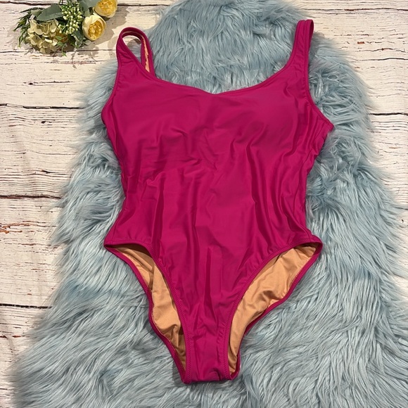 NWT J. Crew Heritage scoopback one-piece swimsuit Radiant Fuchsia - Picture 2 of 10